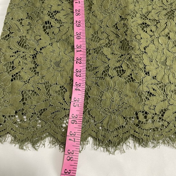 Maison Jules Fit &Flare Lace Sleeveless Eyelashes Hem Line  Burnt Olive Green 0 - Picture 8 of 11